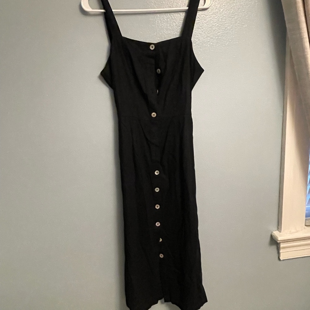 Rails Black Midi Dress with Button Detail